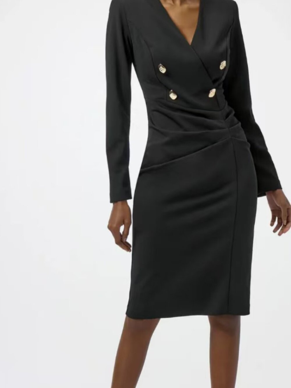 Joseph Ribkoff Black Double Breasted Sheath Dress 6 8 10
